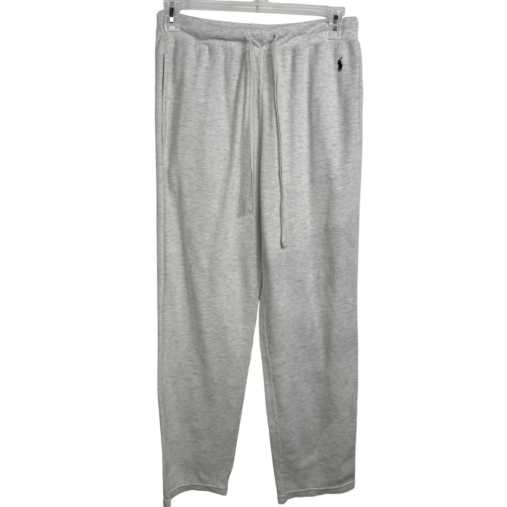 Polo Ralph Lauren Waffle Knit Pants Large Grey Minimalist Thermal Loungewear